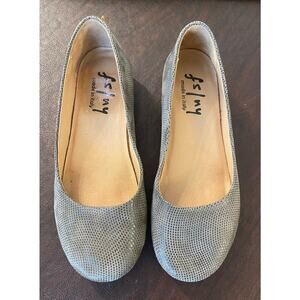 French Sole FS/NY Women's Zeppa Suede Ballet Flat Wedge Taupe Wave Size 6 Luxury